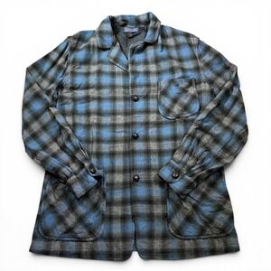 Vintage 60's  Pendleton Wool Blazer Chore Shirt Jacket Blue Men's Small